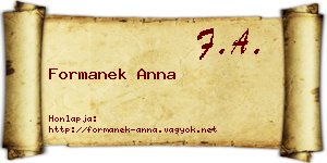 Formanek Anna névjegykártya
